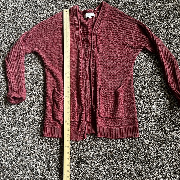 Pink Rose Burgundy Knit Cardigan - Picture 6 of 8